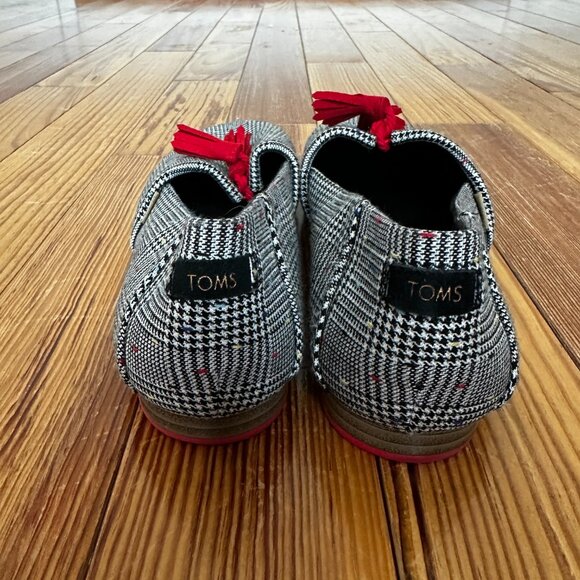 Toms Kelli Womens Size 8.5 Striped Red Tasseled Casual Comfort Flats Shoes - Picture 2 of 7